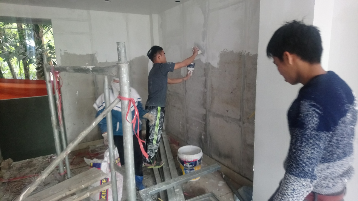 Quá trình sơn, bả tấm bê tông nhẹ EPS 